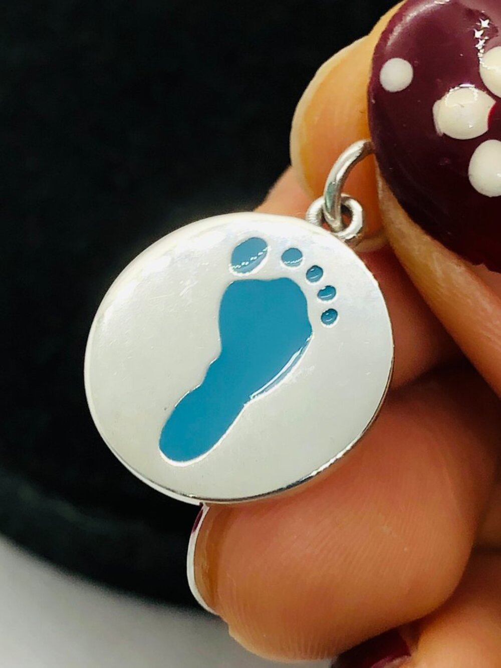 James Avery Enamel Footprint Charm Blue